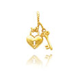 14K Yellow Gold Polished Heart Lock & Key Pendant