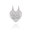 14K White Gold Textured Heart Break-Apart "Best Friend" Charm