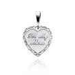14K White Gold Reversible "For My Mom" Heart Pendant
