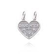 14K White Gold "Daughter" & "Mom" Break-Apart Heart Charm