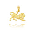 14K Yellow Gold Diamond Cut Lion Charm
