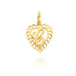 14K Yellow Gold Initial "C" Heart Charm