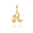 14K Yellow Gold Filigree Initial "A" Pendant