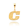 14K Yellow Gold Textured Block Initial "C" Pendant