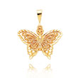 14K Yellow Gold Diamond-Cut Butterfly Pendant