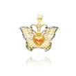 14K Two-Tone & Rhodium Butterfly with Heart Pendant