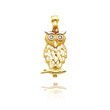 14K Yellow Gold & Rhodium Owl Pendant