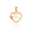 14K Two-Tone Script Initial "C" In Heart Pendant