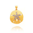 14K Yellow Gold & Rhodium Polished Sand Dollar Pendant