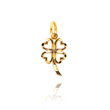 14K Yellow Gold Diamond-Cut Heart Clover Charm