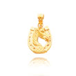 14K Yellow Gold Polished Horse & Horseshoe Pendant
