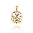 14K Yellow Gold & Rhodium Shamrock Claddagh Pendant