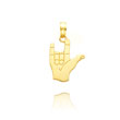 14K Yellow Gold "I Love You" Sign Language Pendant
