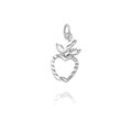 14K White Gold Diamond-Cut Open Apple Charm