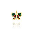 14K Yellow Gold Green & Red Enameled Teardrop Wing Butterfly Charm