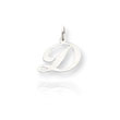 14K White Gold Small Fancy Script Initial "D" Charm