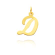 14K Yellow Gold Large Script Initial "D" Charm