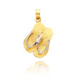 14K Yellow Gold & Rhodium Textured Double Flip Flop Pendant
