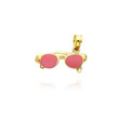 14K Yellow Gold Pink Enameled Sunglasses Pendant