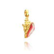 14K Yellow Gold Enameled Conch Shell Pendant