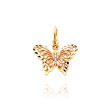 14K Yellow Gold Small Diamond-Cut Butterfly Charm