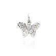 14K White Gold Small Diamond-Cut Butterfly Charm