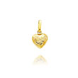 14K Yellow Gold Small Textured Puffed Heart Charm