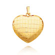 14K Yellow Gold Large Etched Puffed Heart Pendant