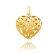 14K Yellow Gold Small Cut-Out Floral Puffed Heart Pendant