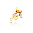 14K Two-Tone Polished "Mom" with Heart Pendant