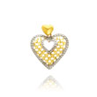 14K Yellow Gold & Rhodium Diamond-Cut Double Heart Pendant