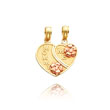 14K Two-Tone "Mommy/Me" 2-Piece Break-Apart Heart Charm