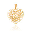 14K Yellow Gold Diamond-Cut Filigree Heart Pendant
