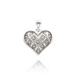 14K White Gold Small Diamond-Cut Quilted Heart Pendant