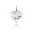 14K White Gold "Best  Aunt" Textured Heart Charm