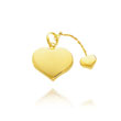 14K Yellow Gold Double Heart Chain Charm