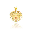 14K Two-Tone Fancy Satin "Grandma" Heart Pendant