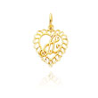 14K Yellow Gold Initial "A" Heart Charm