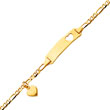 14K Polished Figaro Link with Dangling Heart Baby/Child ID Bracelet
