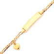 14K Polished Figaro Link with Dangling Heart Baby/Child ID Bracelet