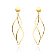 14K Curved Tube Dangle 3-D Post Earrings