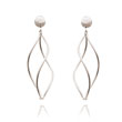 14K White Gold Twisted Tube 3-D Dangle Post Earrings