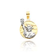 14K Gold Two-Tone Small Lady Liberty on American Flag Disk Pendant