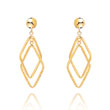 14K Polished & Patterned Diamond Shaped Post Earrings