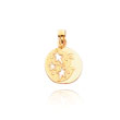 14K Gold Polished  Moon with Three Stars Pendant