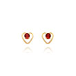 14K Gold 3mm Garnet Birthstone Heart Earrings