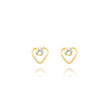 14K Gold 3mm Aquamarine Birthstone Heart Earrings