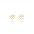 14K Gold 3mm White Zircon Birthstone Heart Earrings