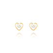 14K Gold 3mm Pearl Birthstone Heart Earrings