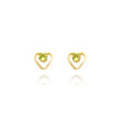 14K Gold 3mm Peridot Birthstone Heart Earrings